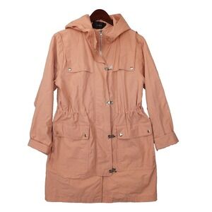 Lightweight Utility Parka Jacket Womens S J CREW Hoodie‎ Trench Loop Lock Peach